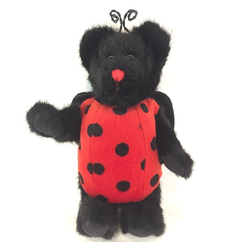 New Boyds Bears Ladybug Bear 91775 Plush Stuffed 9" Black Red Lady B Bug Jointed